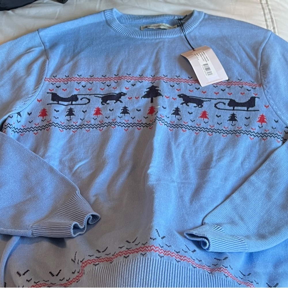 Southern Proper Light Blue Patterned Crewneck Sweater